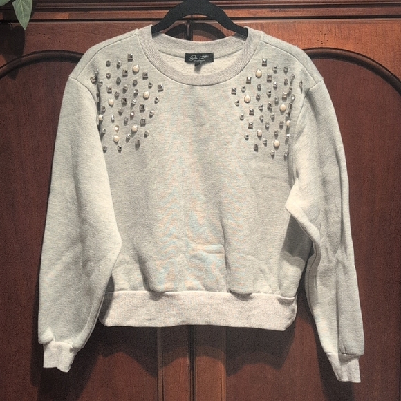 On 12th Light Gray Embellished Sweatshirt - Picture 1 of 6